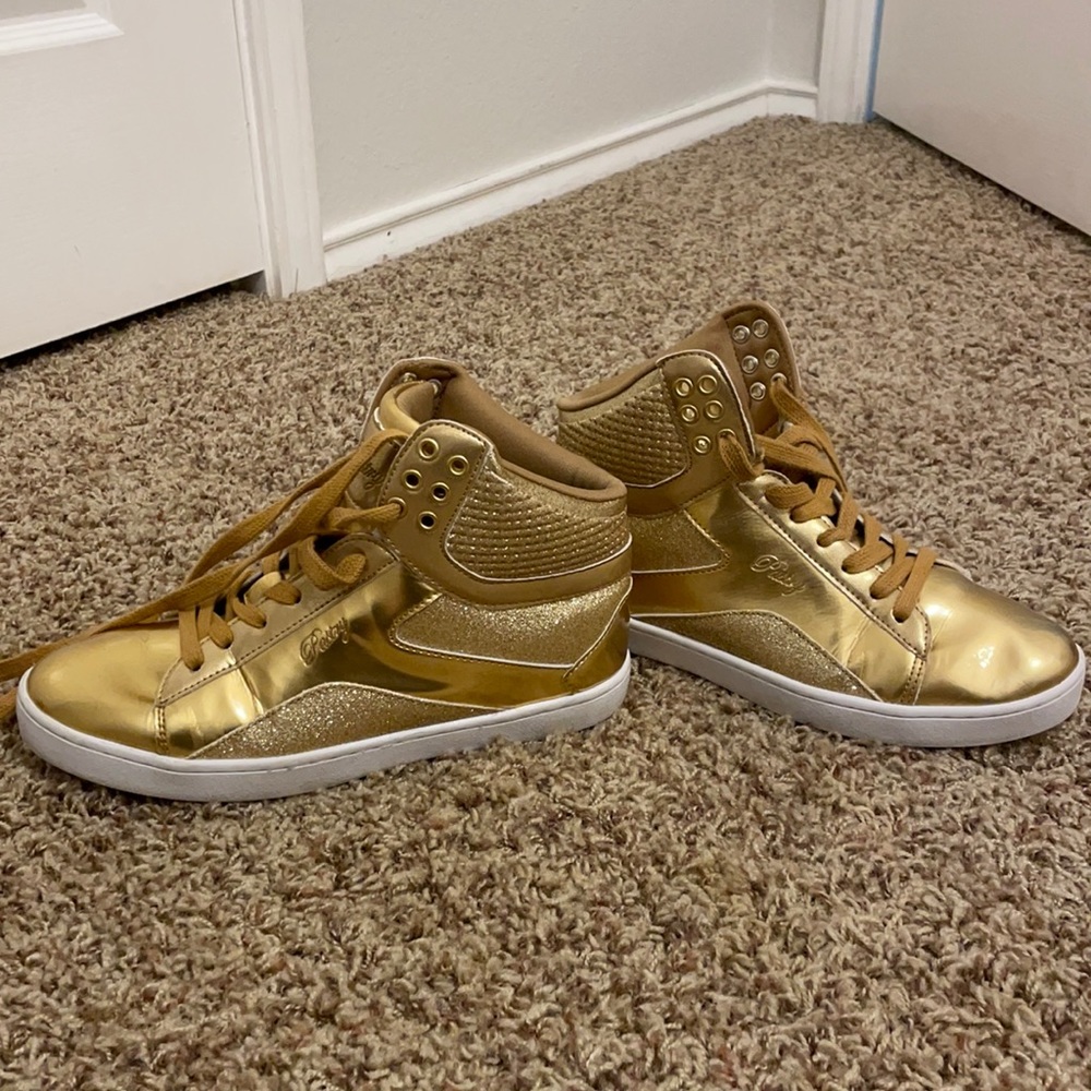 Brand new “Love Pastry” high top sneakers! Color gold, and worn 3 times!